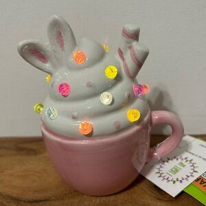 NEW Hobby Lobby Pink Ceramic Light Up Latte Cocoa Mug Easter /Spring Decor 5”